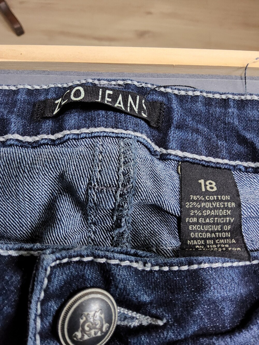 Zco Jeans Size 18 Blue Polyester Blend Denim Pants